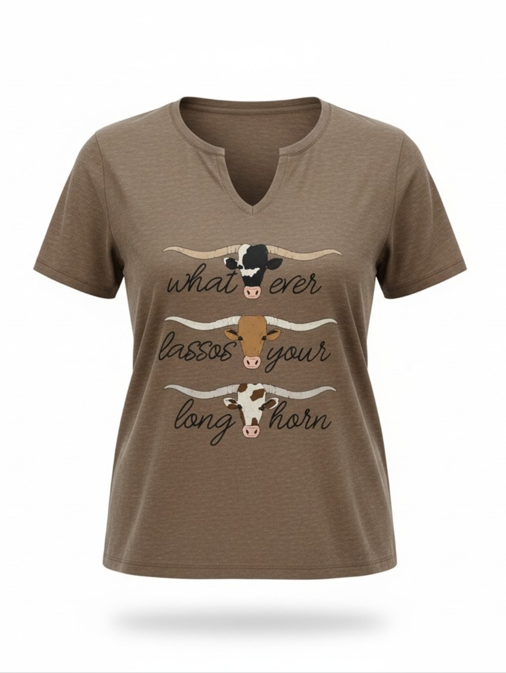 Nwt Cato Size Lg . Brown Graphic Tee with Longhorn Design